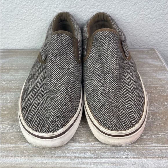 Bed Stu Slide On Sneakers Herringbone Brown Tan Skate Academia 8.5 - Picture 2 of 8